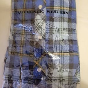 Authentic Westernware Yound bloods xl pearl snap blue Plaid
